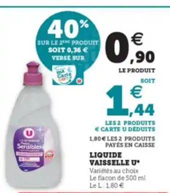 Super U Liquide Vaisselle U offre