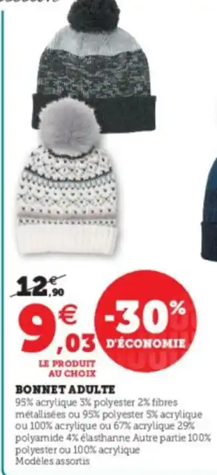 Super U Bonnet Adulte offre