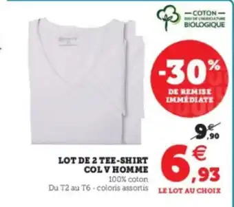 Super U Lot de 2 Tee-Shirt Col V Homme offre