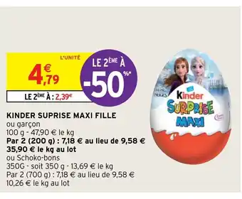 Intermarché Kinder Suprise Maxi Fille offre