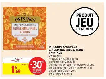Intermarché Infusion Ayurveda Gingembre Miel Citron Twinings offre