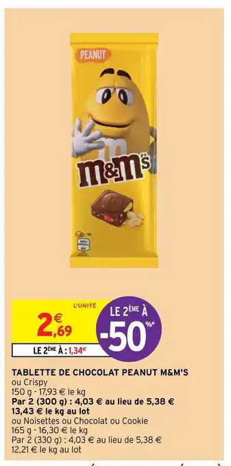 Intermarché Tablette De Chocolat Peanut M&M'S offre