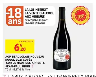 Aop Beaujolais Nouveau Rouge 2021 Cuvée Sur Le Haut Des Aprents Jean-Paul Brun