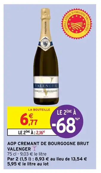 Intermarché Aop Cremant De Bourgogne Brut Valenger offre