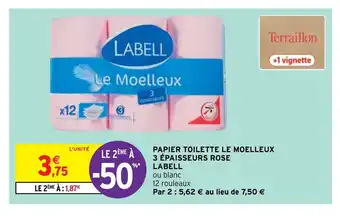 Intermarché Papier Toilette Le Moelleux 3 Epaisseurs Rose Labell offre
