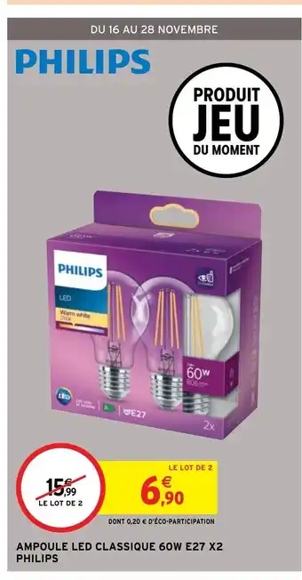 Ampoule Led Classique 60W E27 X2 Philips