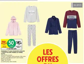 Intermarché Ensemble Pyjama Manches Longues + Veste Polaire Homme Ou Femme Eldys offre