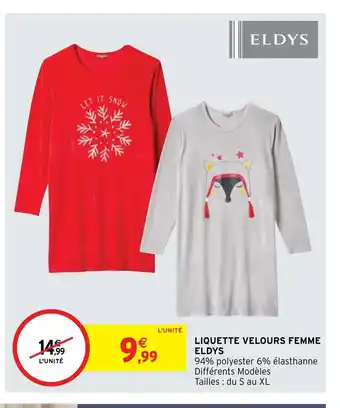 Intermarché Liquette Velours Femme Eldys offre