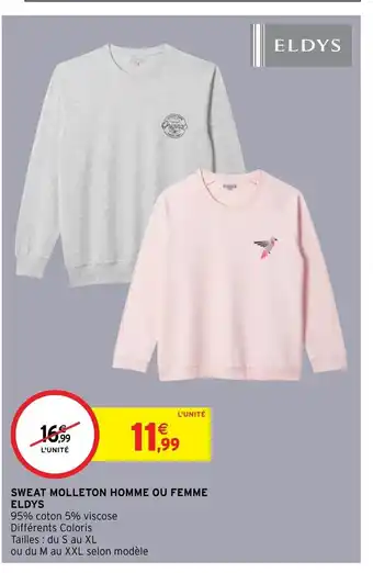Intermarché Sweat Molleton Homme Ou Femme Eldys offre