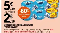 E.Leclerc Express PETIT NAVIRE Morceaux de thon au naturel offre
