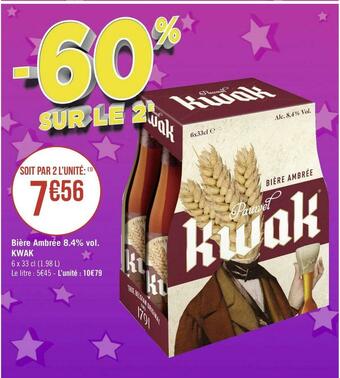 Géant Casino Kwak bière ambrée 8.4% vol. offre