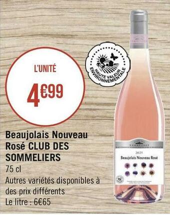 Géant Casino Club des sommeliers beaujolais nouveau rosé offre