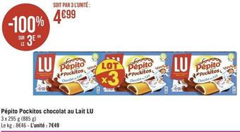 Géant Casino Lu pépito pockitos chocolat au lait offre