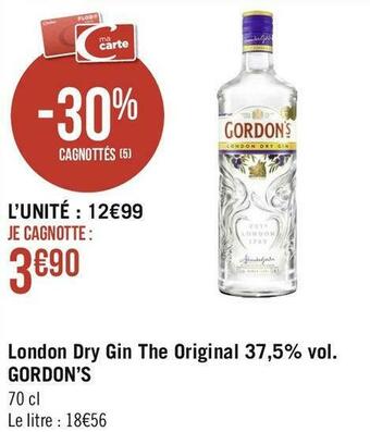 Géant Casino Gordon’s london dry gin the original 37,5% vol. offre