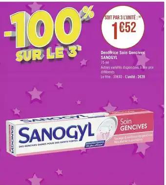 Géant Casino Sanogyl dentifrice soin gencives offre