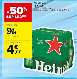 Carrefour Market Heineken bière blonde offre