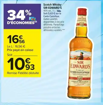 Carrefour Market Sir edward’s scotch whisky offre