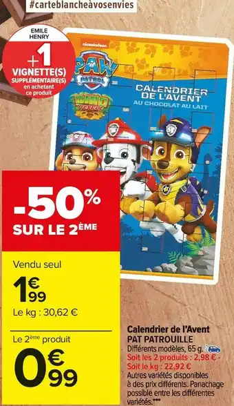 Carrefour Market Pat patrouille calendrier de l’avent offre