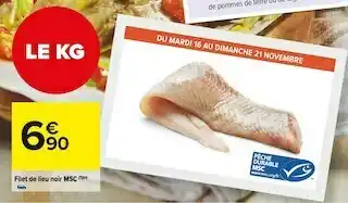 Carrefour Market Filet de lieu noir msc offre