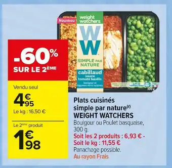 Carrefour Market Weight watchers plats cuisinés simple par nature offre