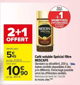 Carrefour Market Nescafé café soluble spécial filtre offre