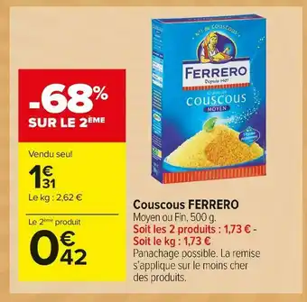 Carrefour Market Ferrero couscous offre