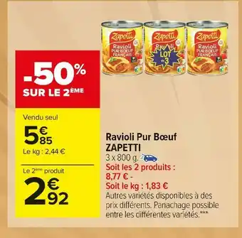 Carrefour Market Zapetti ravioli pur bœuf offre