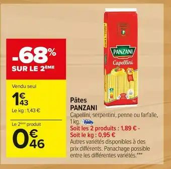 Carrefour Market Panzani pâtes offre