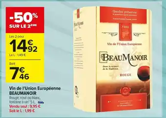 Carrefour Market Beaumanoir vin de l’union européenne offre