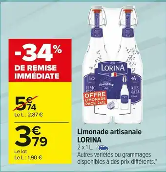 Carrefour Market Lorina limonade artisanale offre