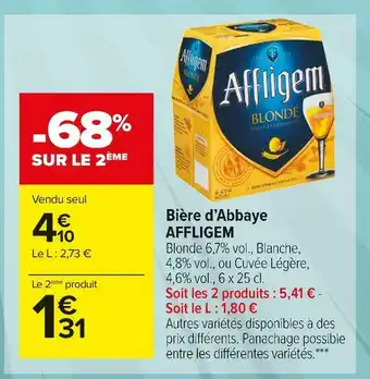Carrefour Market Affligem bière d’abbaye offre