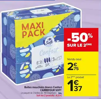 Carrefour Market Carrefour soft boîtes mouchoirs blancs confort offre