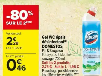 Carrefour Market Domestos gel wc épais désinfectant offre