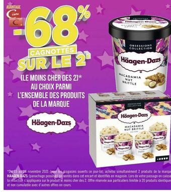 Géant Casino Haagen-dazs bon plan sur l’ensemble des produits de la marque haagen-dazs offre