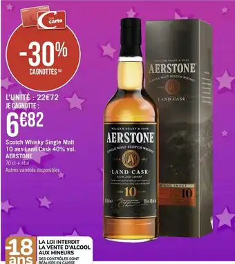 Géant Casino Aerstone scotch whisky single malt 10 ans land cask 40% vol. offre