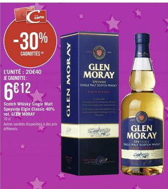 Géant Casino Glen moray scotch whisky single malt speyside elgin classic 40% vol. offre
