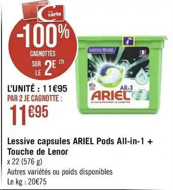 Ariel lessive capsules pods all-in-1 + touche de lenor
