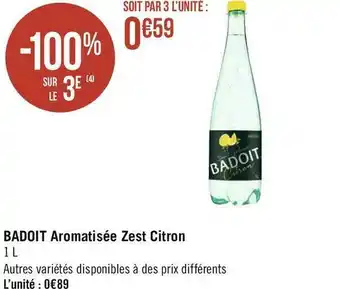 Géant Casino Badoit badoit aromatisée zest citron offre