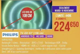 Géant Casino Philips tv led 43 (108 cm) offre