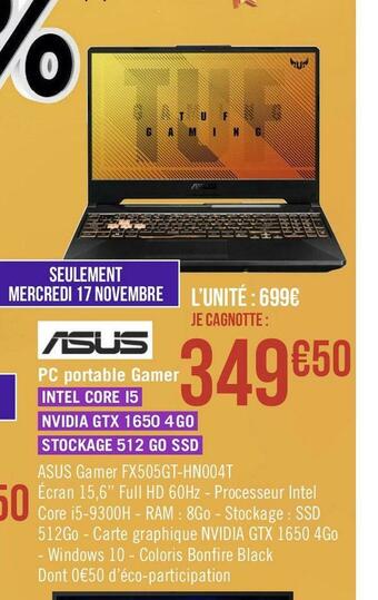 Géant Casino Asus pc portable gamer offre