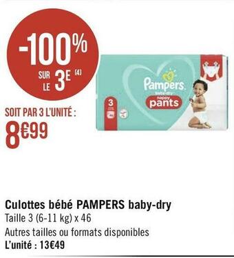 Pampers culottes bébé baby-dry