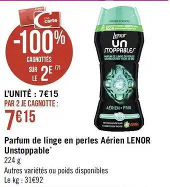 Géant Casino Lenor parfum de linge en perles aérien unstoppable* offre