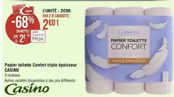 Géant Casino Casino papier toilette confort triple épaisseur offre