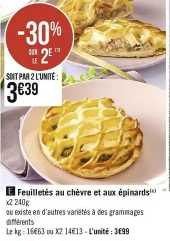 Géant Casino Feuilletés au chèvre et aux épinards offre