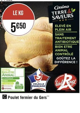 Géant Casino Poulet fermier du gers offre