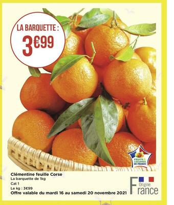 Géant Casino Clémentine feuille corse offre