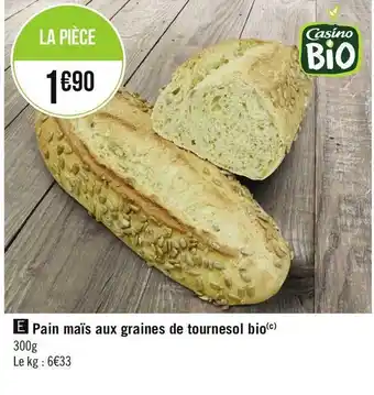 Pain maïs aux graines de tournesol bio