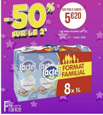 Géant Casino Lactel lait demi-écrémé offre