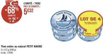 Géant Casino Petit navire thon entier au naturel offre