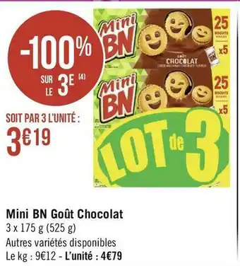 Géant Casino Bn mini bn goût chocolat offre